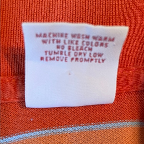 Brooks Brothers Orange Blue White Striped Polo Shirt Size Medium Cotton EUC - Picture 8 of 8